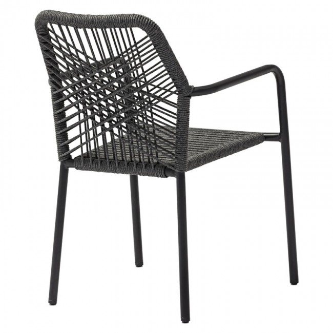 Πολυθρόνα κήπου "KHERSON" από αλουμίνιο/σχοινί σε χρώμα ανθρακί 55x61x84