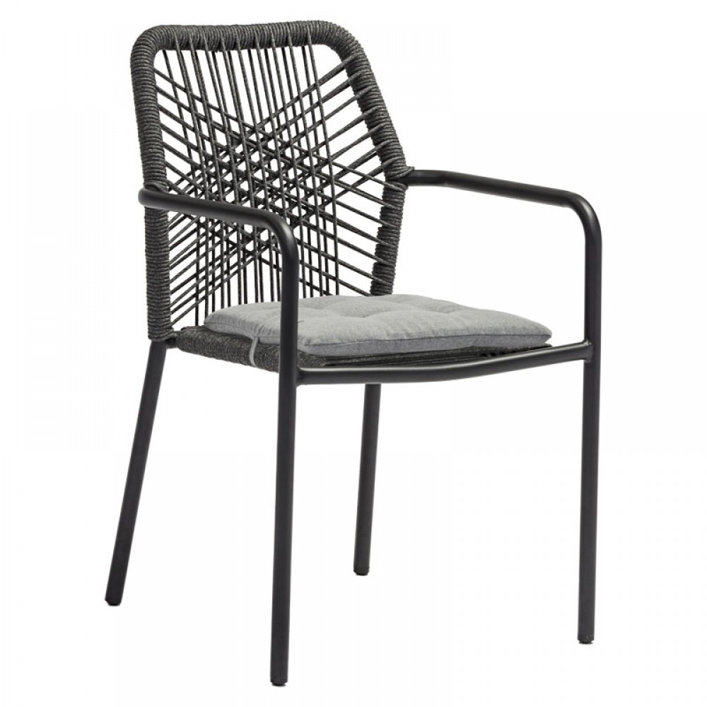 Πολυθρόνα κήπου "KHERSON" από αλουμίνιο/σχοινί σε χρώμα ανθρακί 55x61x84