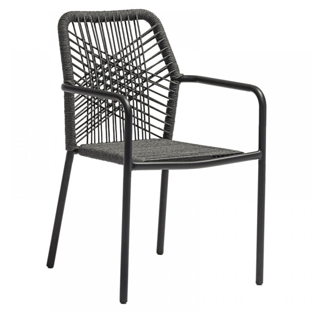 Πολυθρόνα κήπου "KHERSON" από αλουμίνιο/σχοινί σε χρώμα ανθρακί 55x61x84