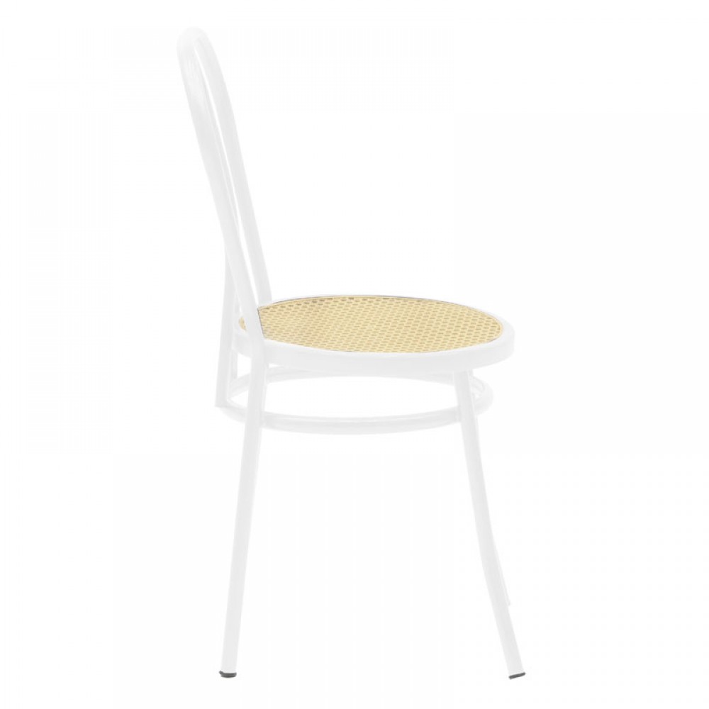 Καρέκλα "ΒΙΕΝΝΗΣ" από μέταλλο/pe rattan σε χρώμα λευκό/μπεζ 40x47x85