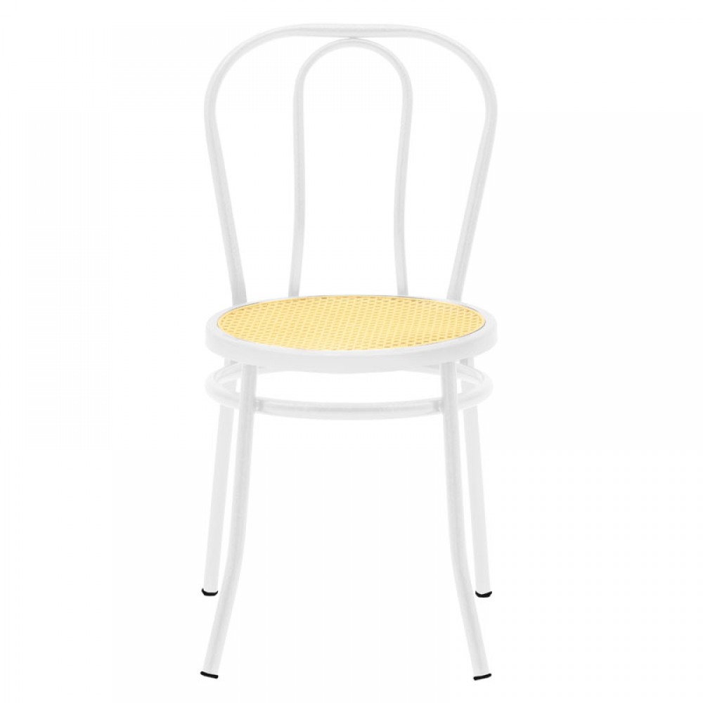 Καρέκλα "ΒΙΕΝΝΗΣ" από μέταλλο/pe rattan σε χρώμα λευκό/μπεζ 40x47x85