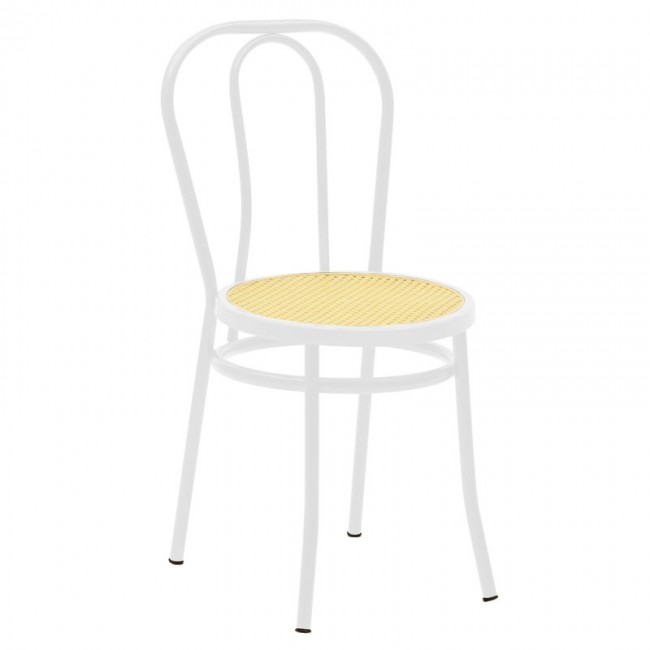 Καρέκλα "ΒΙΕΝΝΗΣ" από μέταλλο/pe rattan σε χρώμα λευκό/μπεζ 40x47x85