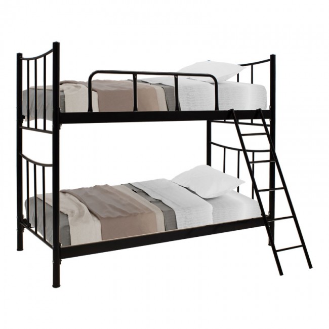 Κρεβάτι-κουκέτα "PWF-0649" μεταλλική σε χρώμα μαύρο gloss 90x190