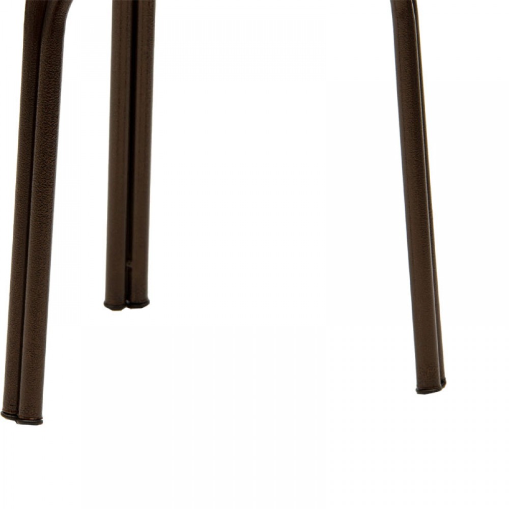 Σκαμπό "PWF-0657" από μέταλλο/rattan σε χρώμα καφέ σφυρήλατο/μπεζ Φ35x45