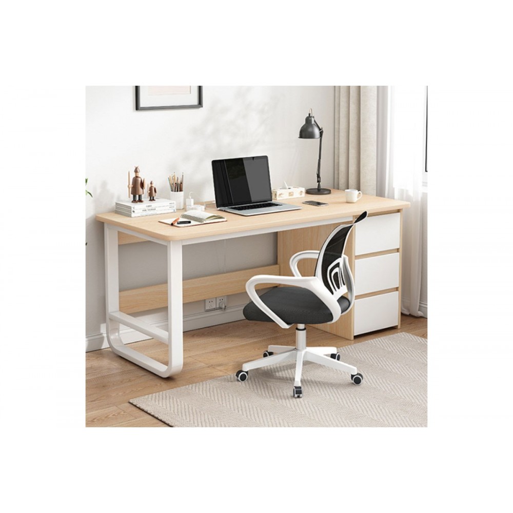 Γραφείο "SALTO" από MDF/μέταλλο σε φυσικό/λευκό χρώμα 120x48x74