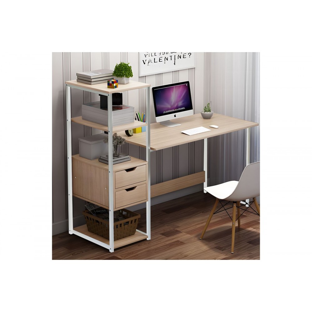 Γραφείο "MOOD" από MDF/μέταλλο σε φυσικό/λευκό χρώμα 107x40x110