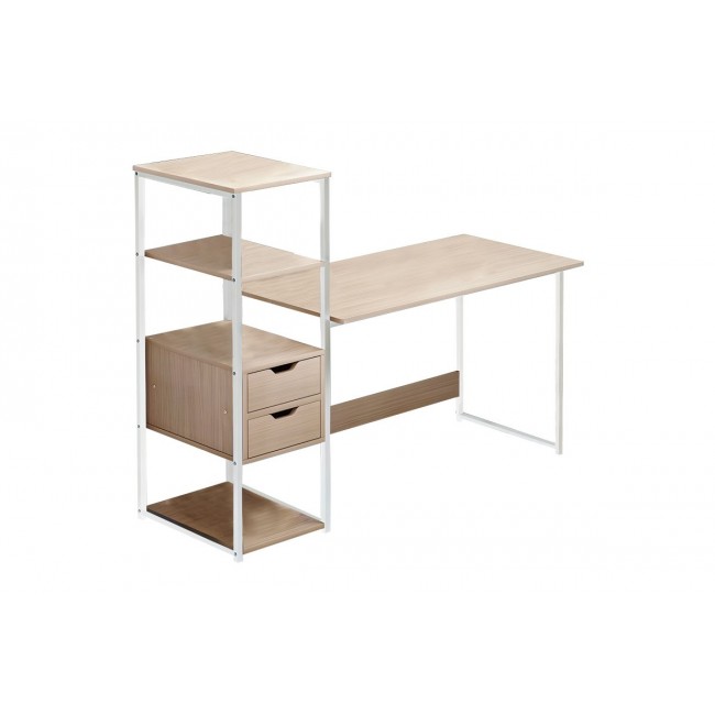 Γραφείο "MOOD" από MDF/μέταλλο σε φυσικό/λευκό χρώμα 107x40x110