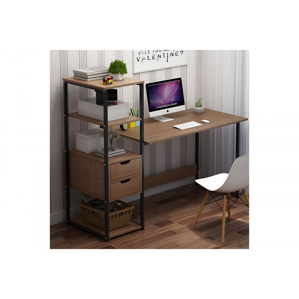 Γραφείο "MOOD" από MDF/μέταλλο σε καρυδί/μαύρο χρώμα 107x40x110