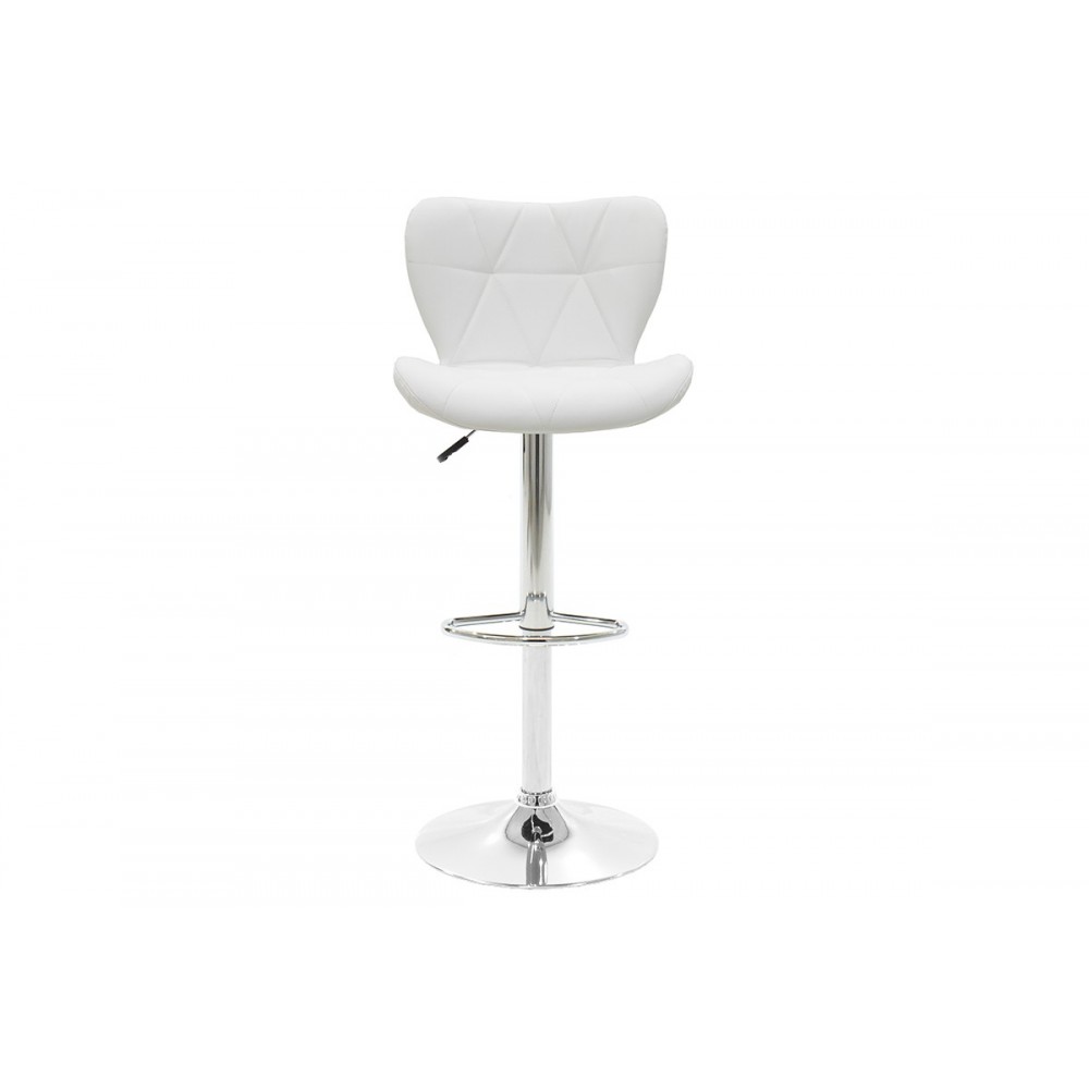 Σκαμπώ μπαρ "COOZY" από μέταλλο/PU σε χρωμίου/λευκό χρώμα 46x47x90