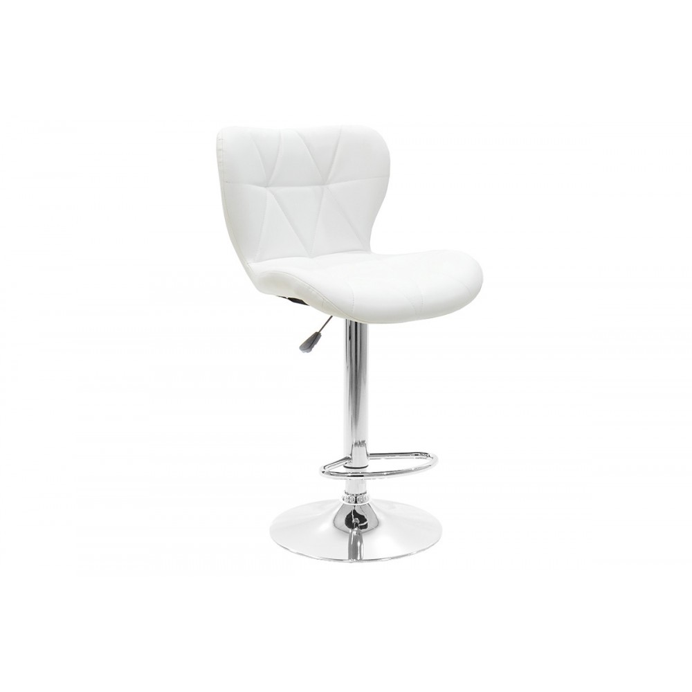 Σκαμπώ μπαρ "COOZY" από μέταλλο/PU σε χρωμίου/λευκό χρώμα 46x47x90