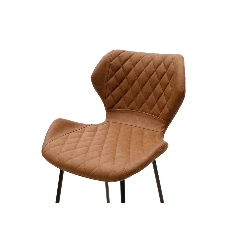 Σκαμπώ μπαρ "THEO" από μέταλλο/PU σε μαύρο/καφέ χρώμα 48x5x103