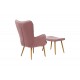 Πολυθρόνα "MADDISON" με υποπόδιο από ύφασμα/ξύλο σε σάπιο μήλο/φυσικό χρώμα 68x72x98