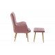 Πολυθρόνα "MADDISON" με υποπόδιο από ύφασμα/ξύλο σε σάπιο μήλο/φυσικό χρώμα 68x72x98