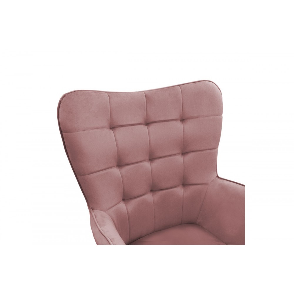 Πολυθρόνα "MADDISON" με υποπόδιο από ύφασμα/ξύλο σε σάπιο μήλο/φυσικό χρώμα 68x72x98