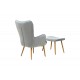 Πολυθρόνα "MADDISON" με υποπόδιο από ύφασμα/ξύλο σε γκρι/φυσικό χρώμα 68x72x98