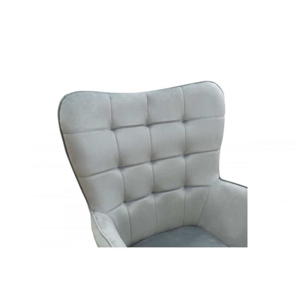 Πολυθρόνα "MADDISON" με υποπόδιο από ύφασμα/ξύλο σε γκρι/φυσικό χρώμα 68x72x98