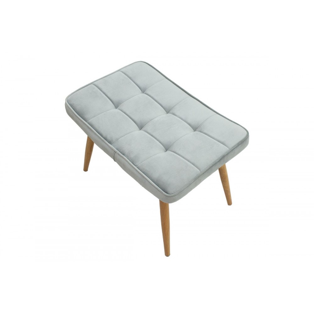 Πολυθρόνα "MADDISON" με υποπόδιο από ύφασμα/ξύλο σε γκρι/φυσικό χρώμα 68x72x98