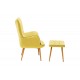 Πολυθρόνα "MADDISON" με υποπόδιο από ύφασμα/ξύλο σε κίτρινο/φυσικό χρώμα 68x72x98