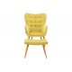 Πολυθρόνα "MADDISON" με υποπόδιο από ύφασμα/ξύλο σε κίτρινο/φυσικό χρώμα 68x72x98
