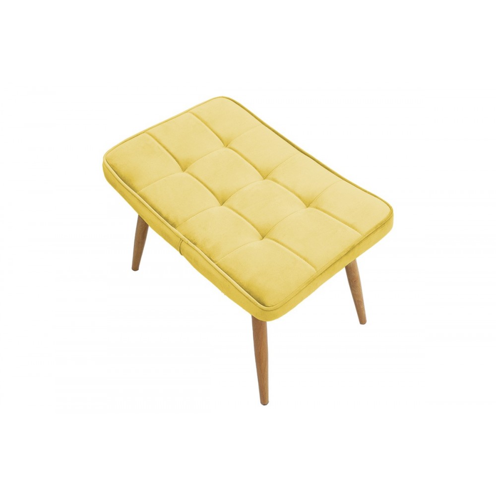 Πολυθρόνα "MADDISON" με υποπόδιο από ύφασμα/ξύλο σε κίτρινο/φυσικό χρώμα 68x72x98