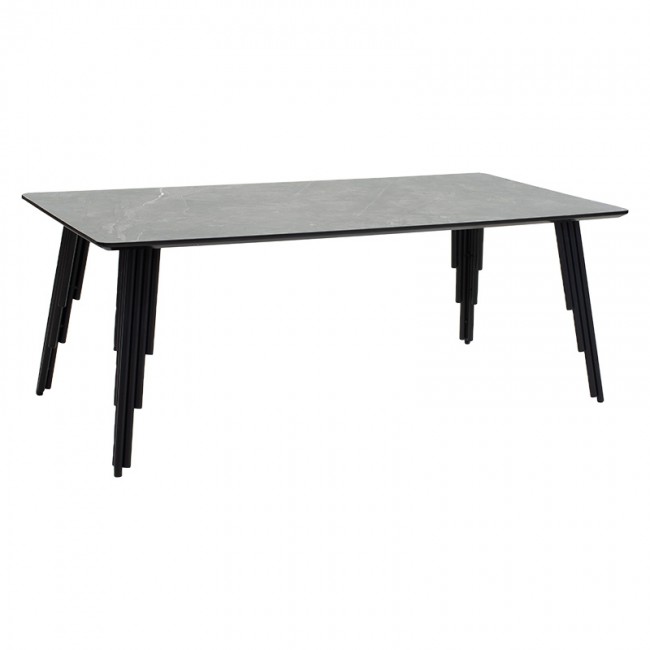 Τραπέζι σαλονιού "LIFO" από MDF/μέταλλο σε χρώμα ανθρακί τσιμέντου/μαύρο 120x60x45