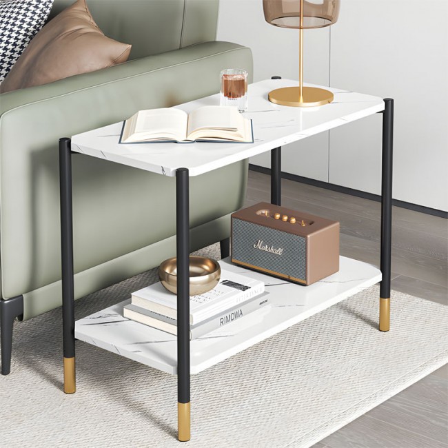 Τραπέζι βοηθητικό "MARA" σε χρώμα λευκό μαρμάρου 80x40x55cm