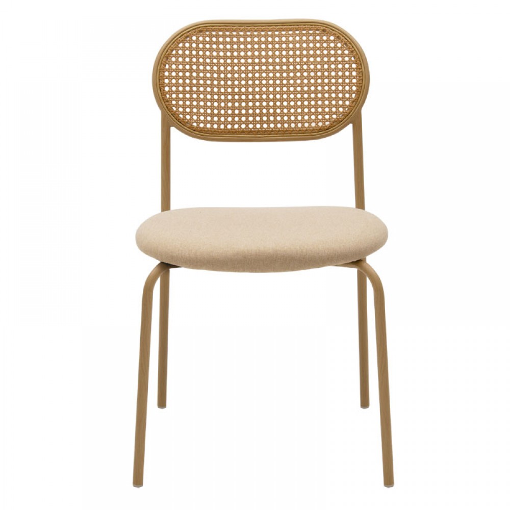 Καρέκλα "JAMES" από rattan/ύφασμα σε χρώμα μπεζ 46.5x50x79.5