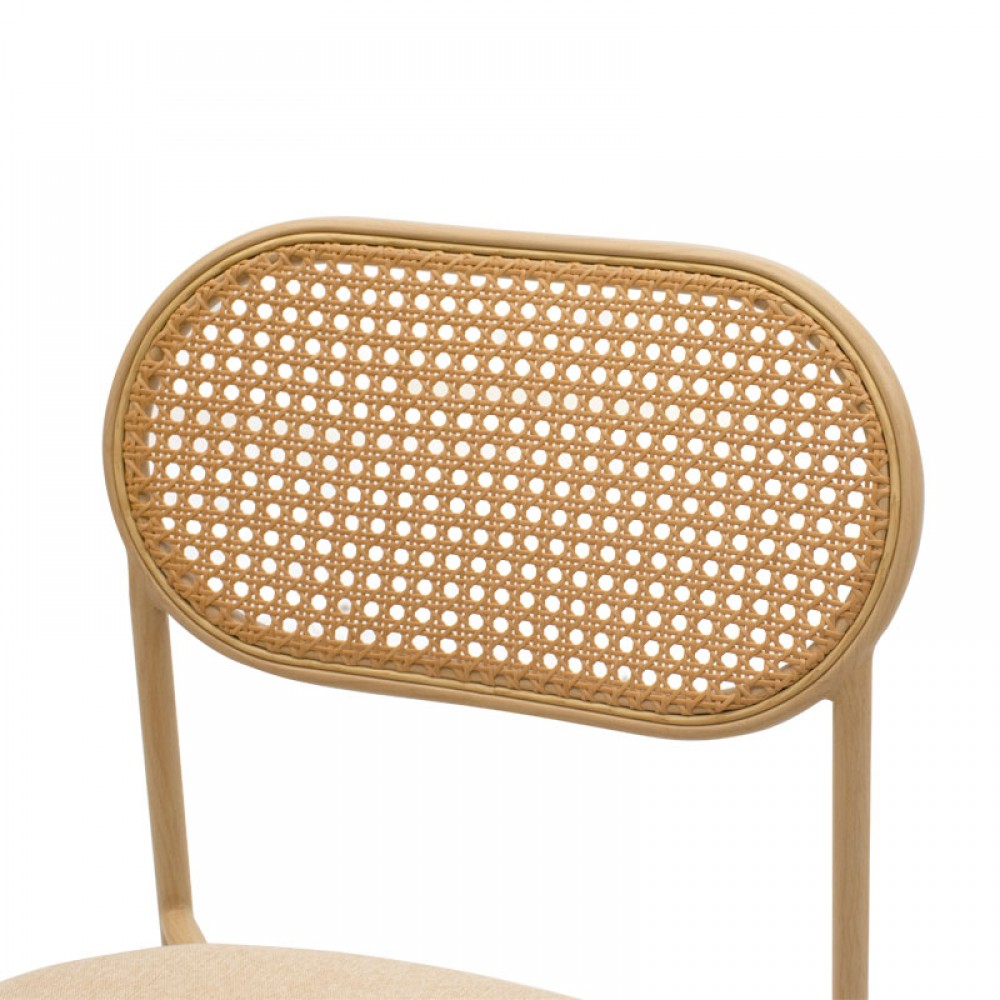 Καρέκλα "JAMES" από rattan/ύφασμα σε χρώμα μπεζ 46.5x50x79.5