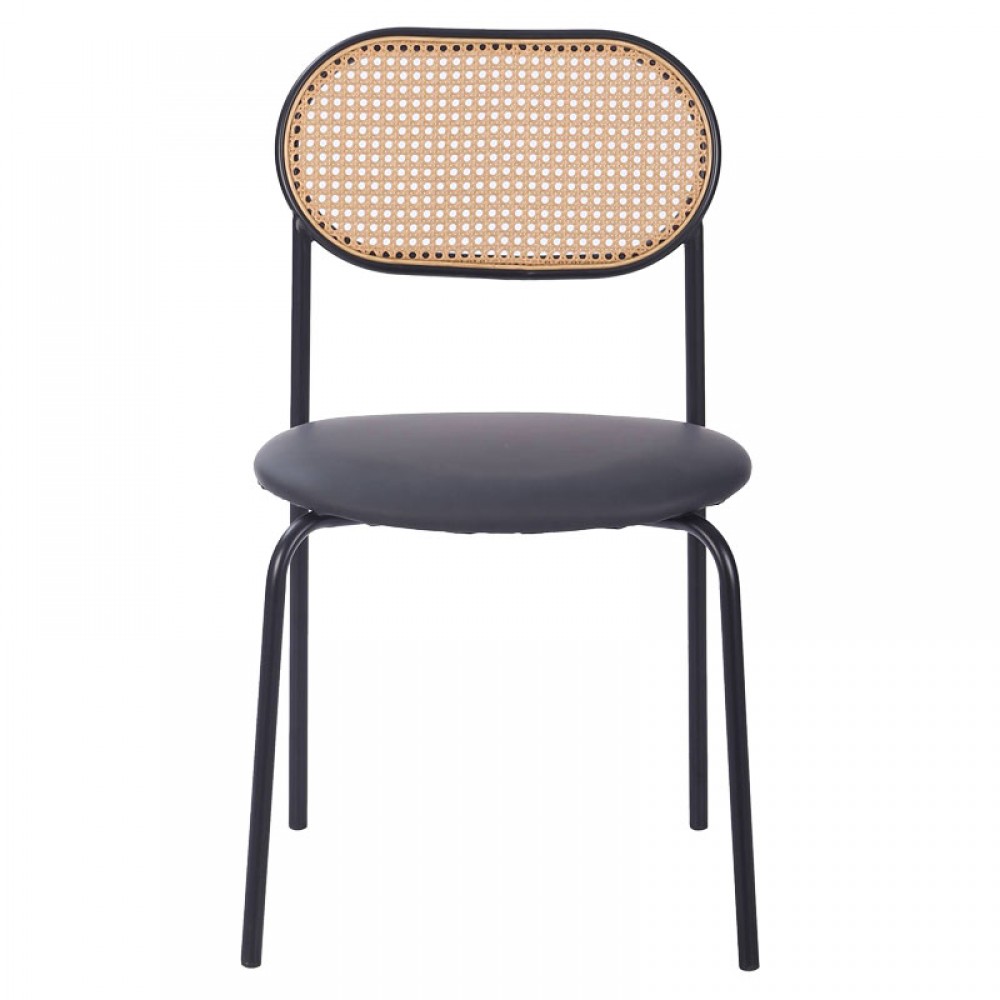 Καρέκλα "JAMES" από rattan/pu σε χρώμα μπεζ/μαύρο 46.5x50x79.5