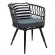 Πολυθρόνα "ΝΑΟΚΙ" από μέταλλο/rattan σε χρώμα μαύρο/γκρι 65x61.5x77