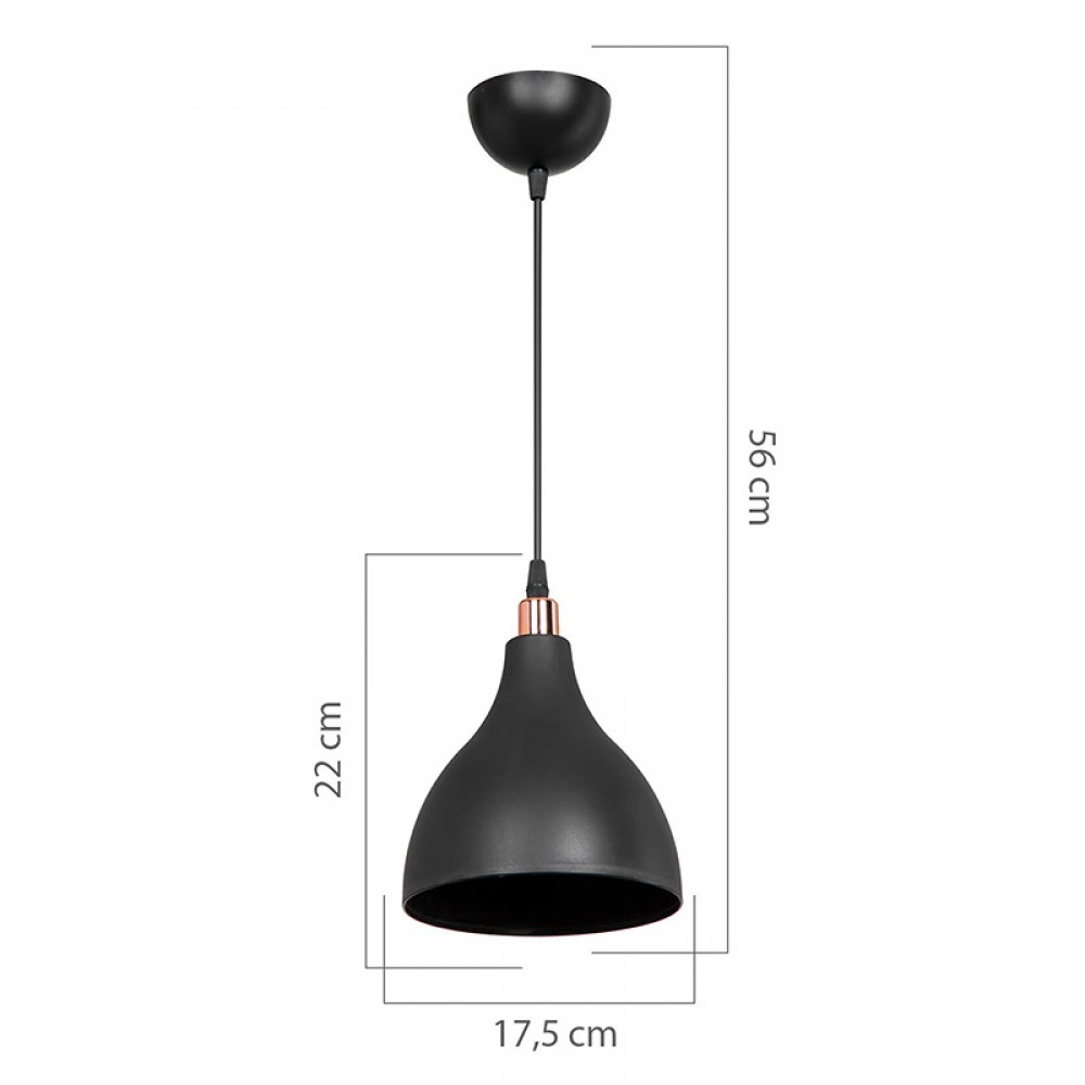 Φωτιστικό μονόφωτο "LOFTY" από PP σε χρώμα μαύρο Φ18x56 Ε27