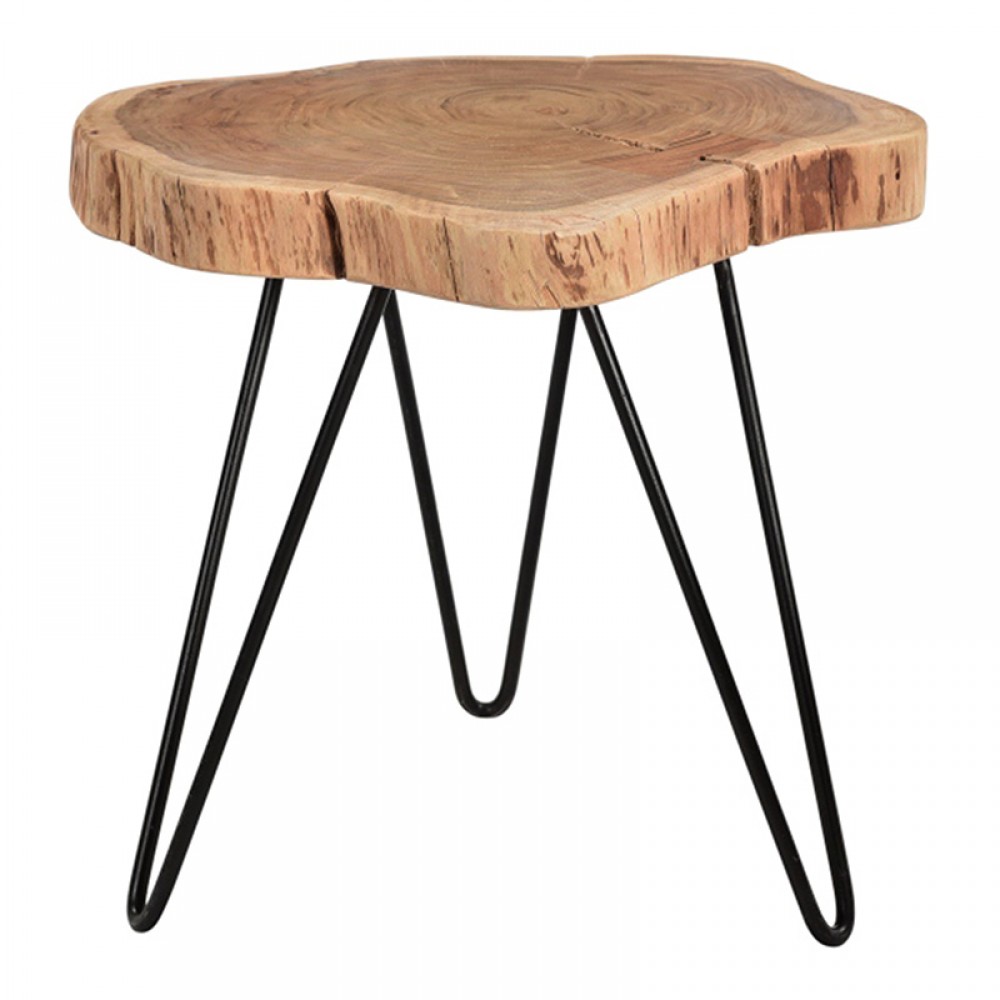 Τραπέζι σαλονιού "DAVIS" από ξύλο πεύκου/μέταλλο καρυδί/μαύρο 85x85x45