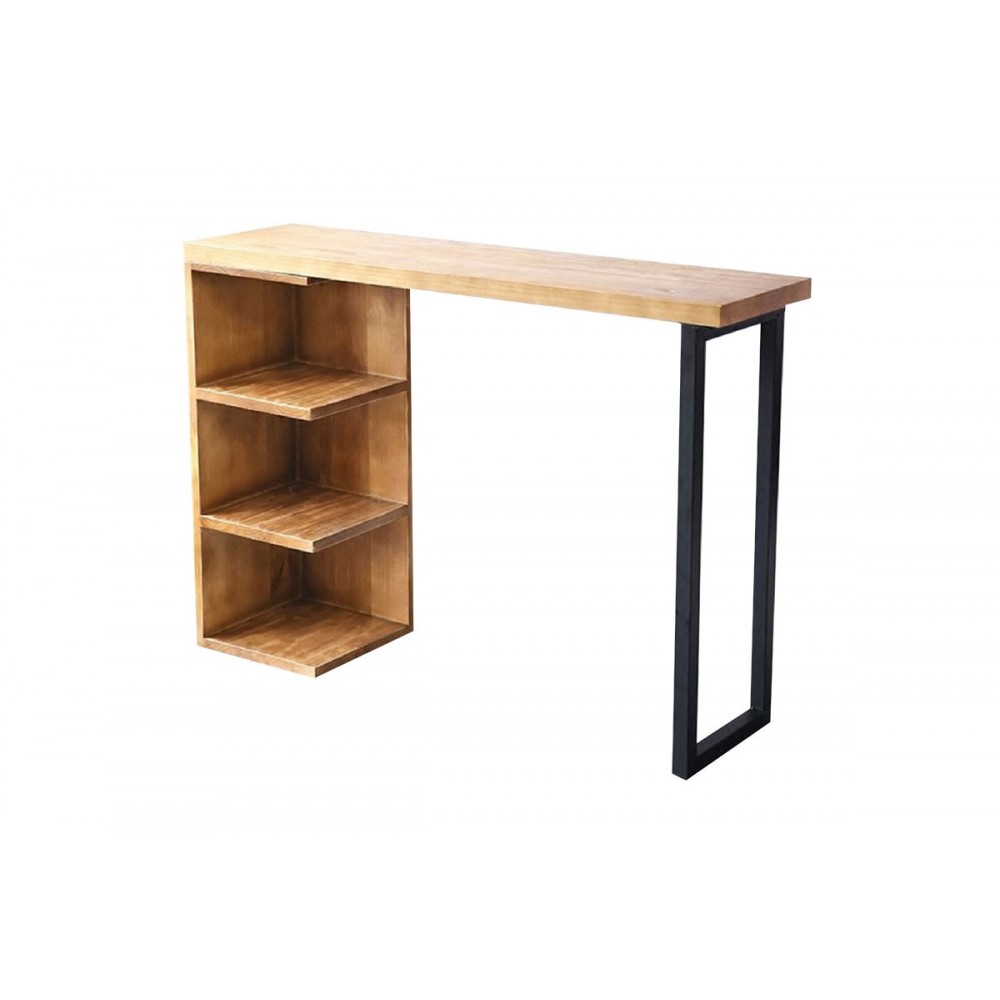 Τραπέζι μπαρ ''COLLINS'' από φυσικό ξύλο πεύκου σε χρώμα φυσικό/μαύρο 139x29x90