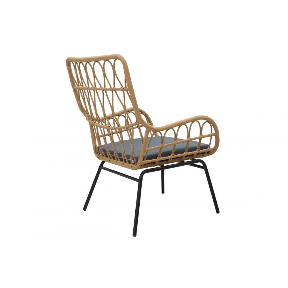 Πολυθρόνα ''NAOKI'' από μέταλλο/PE σε χρώμα μαύρο/φυσικό