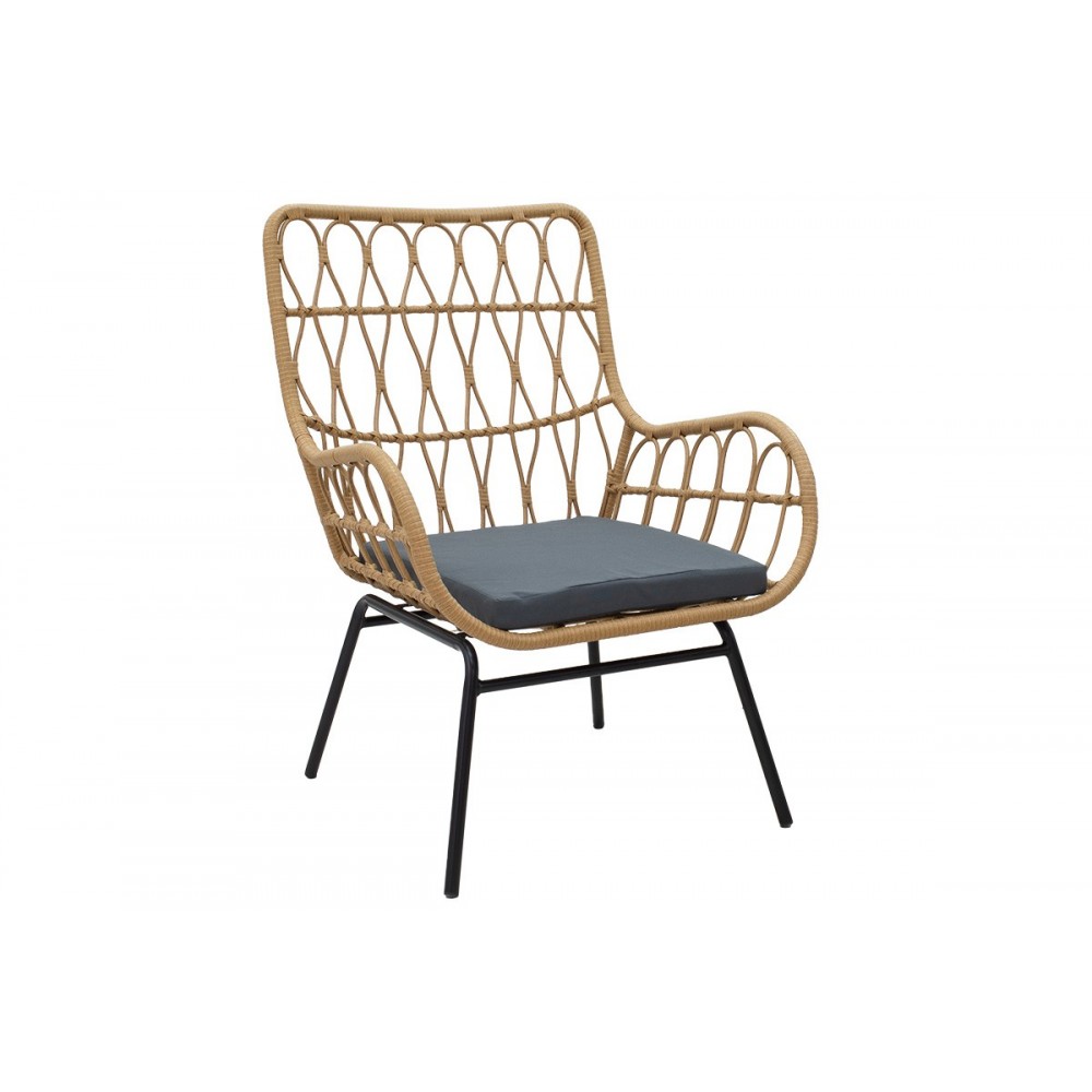 Πολυθρόνα ''NAOKI'' από μέταλλο/PE σε χρώμα μαύρο/φυσικό