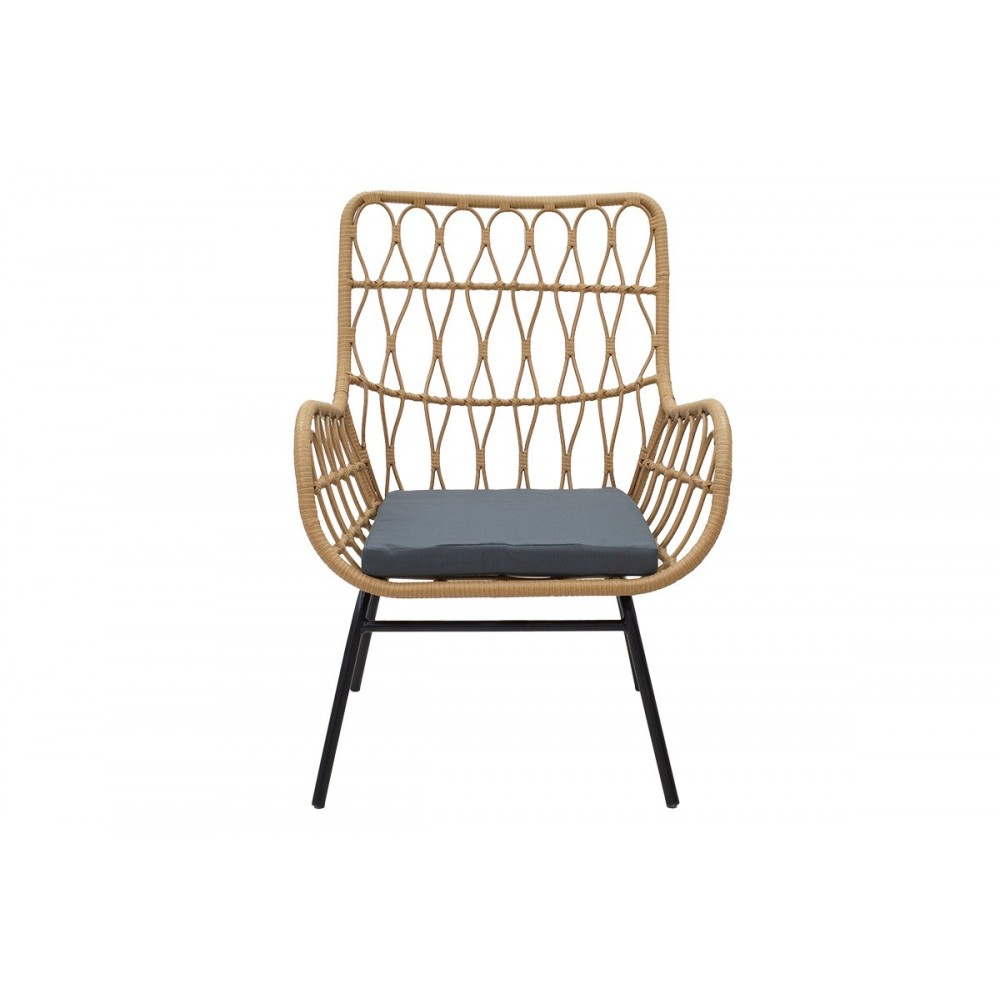 Πολυθρόνα ''NAOKI'' από μέταλλο/PE σε χρώμα μαύρο/φυσικό