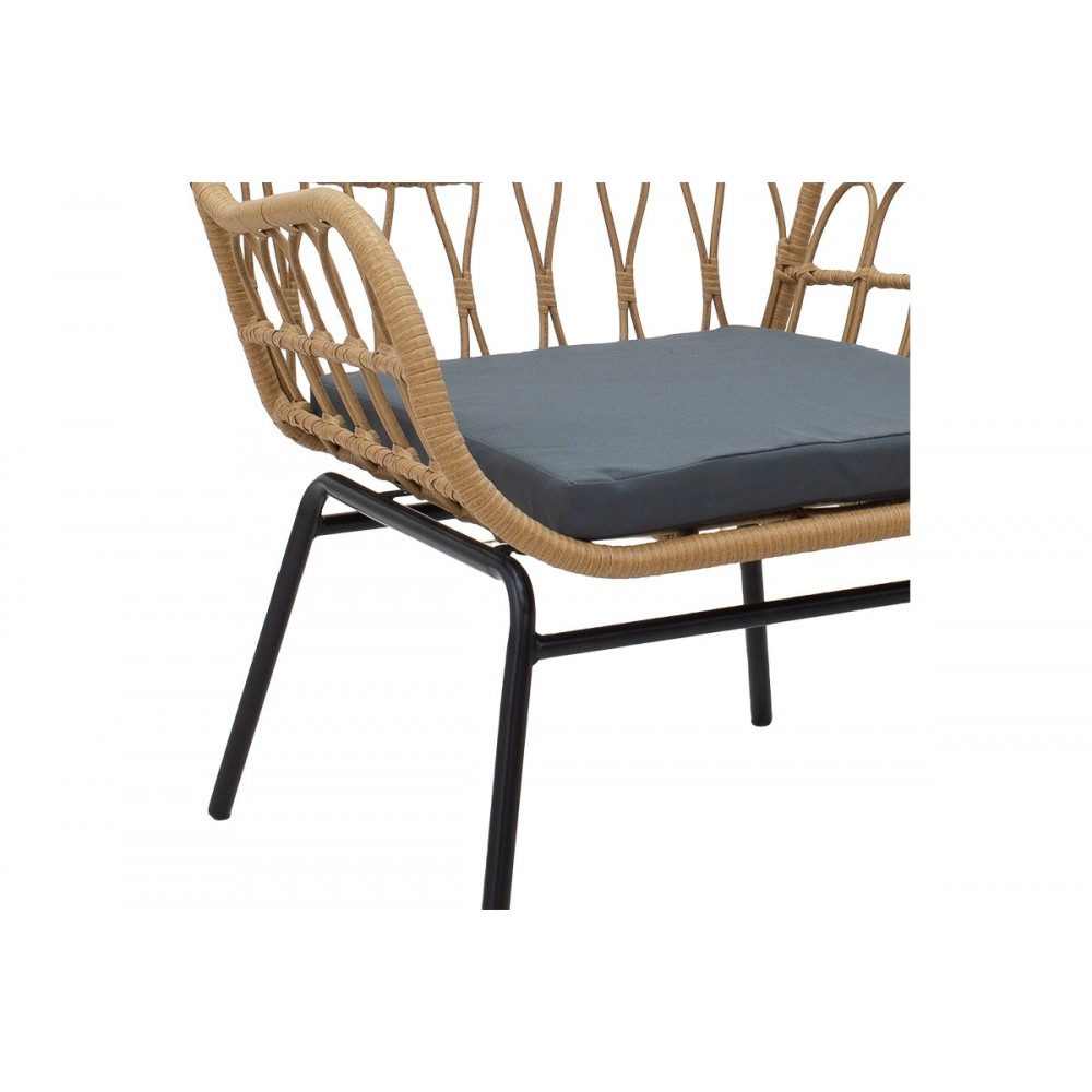 Πολυθρόνα ''NAOKI'' από μέταλλο/PE σε χρώμα μαύρο/φυσικό