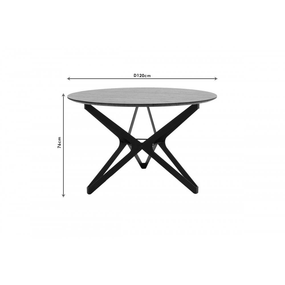 Τραπέζι "CALIX" από μέταλλο/MDF σε γκρι/μαύρο χρώμα Φ120x76