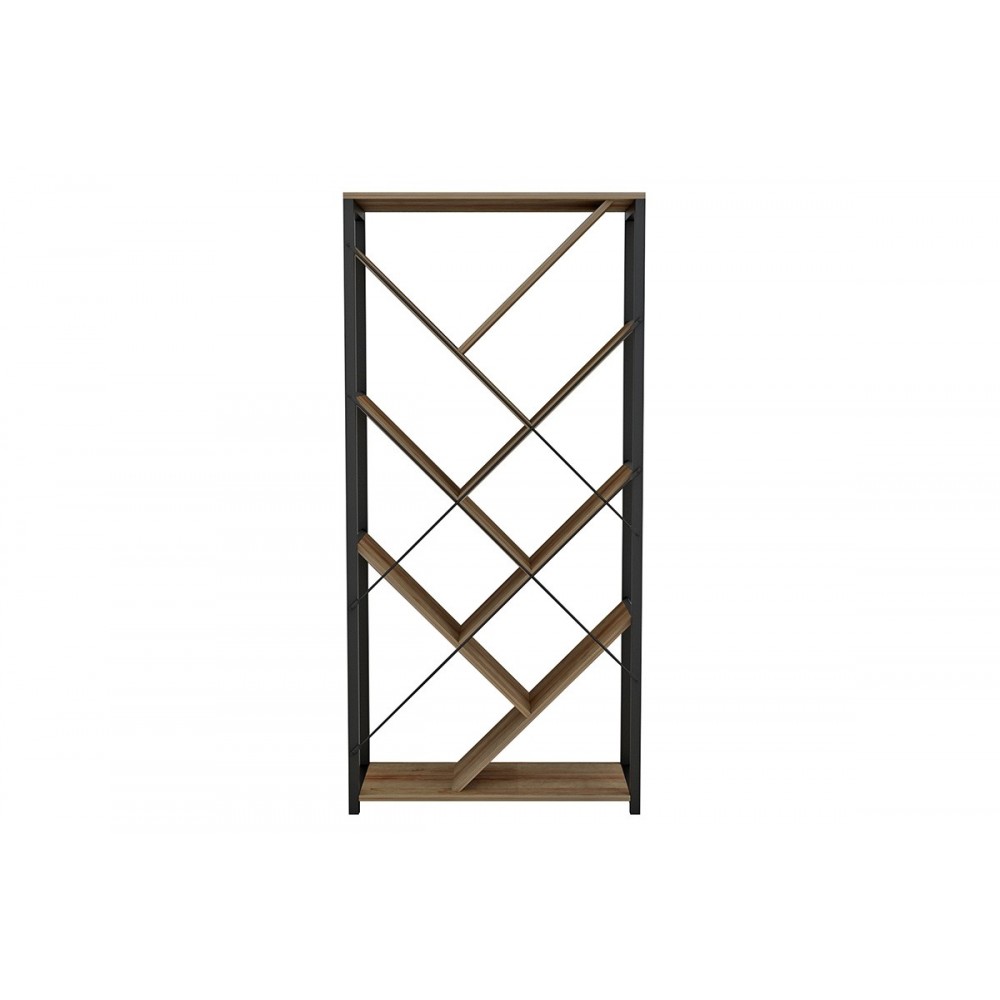 Βιβλιοθήκη "ALEX" σε μαύρο/φυσικό χρώμα 74x30x153