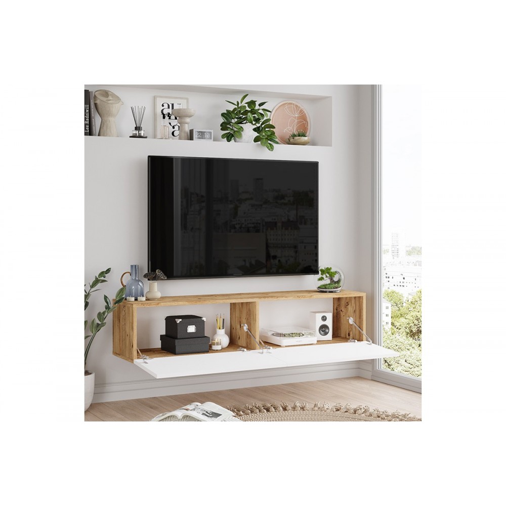 Έπιπλο τηλεόρασης "SERIT" σε λευκό/sonoma χρώμα 140x31.6x29.6