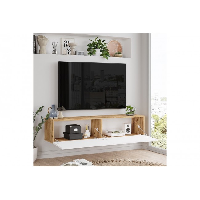 Έπιπλο τηλεόρασης "SERIT" σε λευκό/sonoma χρώμα 140x31.6x29.6