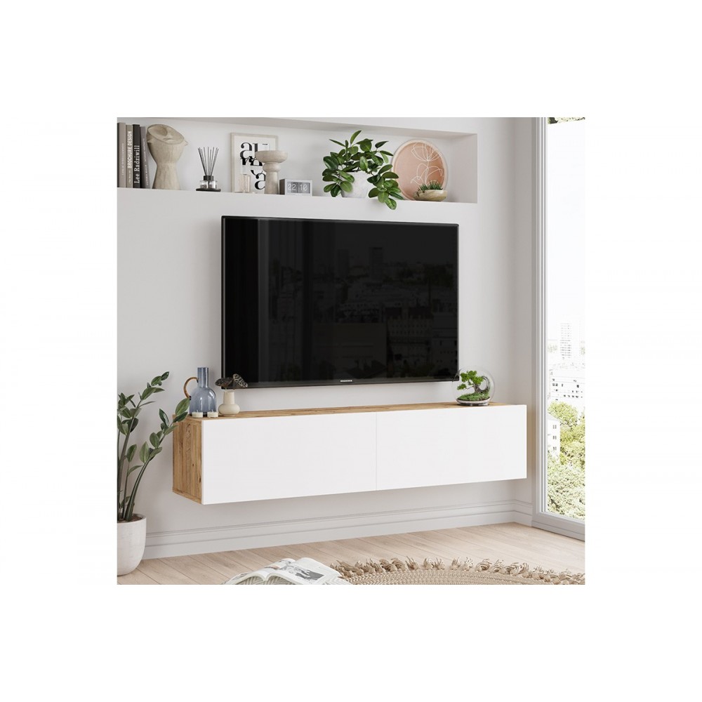 Έπιπλο τηλεόρασης "SERIT" σε λευκό/sonoma χρώμα 140x31.6x29.6