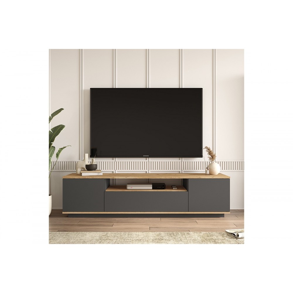 Έπιπλο τηλεόρασης "SOREN" απο sonoma/ανθρακί χρώμα 180x.44.5x44.6