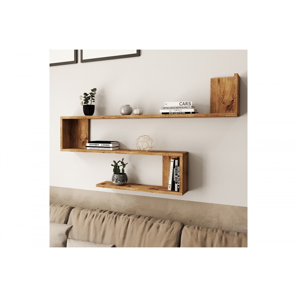 Ραφιέρα τοίχου "BELINDA" σε sonoma χρώμα 120x14.5x71.4