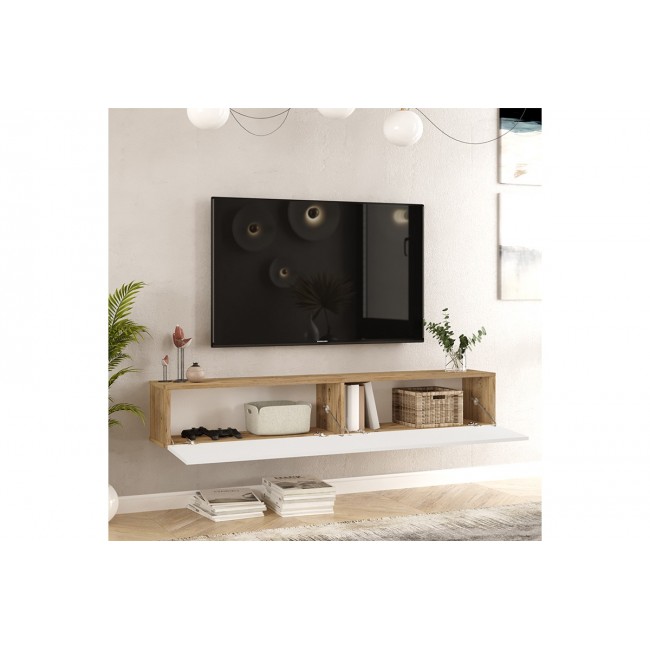 Έπιπλο τηλεόρασης "DELLO" σε λευκό/sonoma χρώμα 180x31.6x29.6