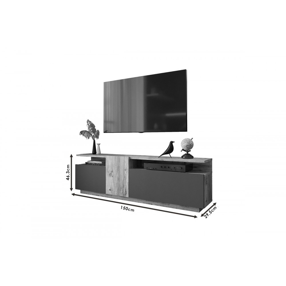 Έπιπλο τηλεόρασης ''ELANA" σε sonoma/λευκό χρώμα 150x29.5x46.3