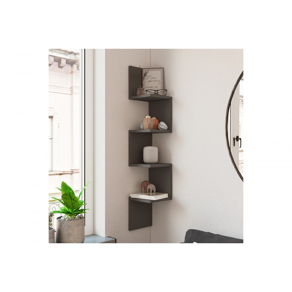 Ραφιέρα τοίχου "BELINDA" σε ανθρακί χρώμα 22x22x117.2