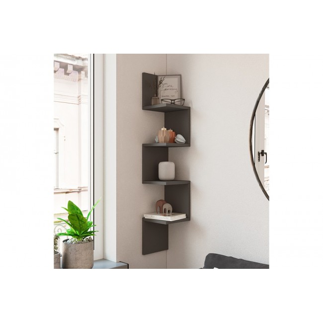 Ραφιέρα τοίχου "BELINDA" σε ανθρακί χρώμα 22x22x117.2