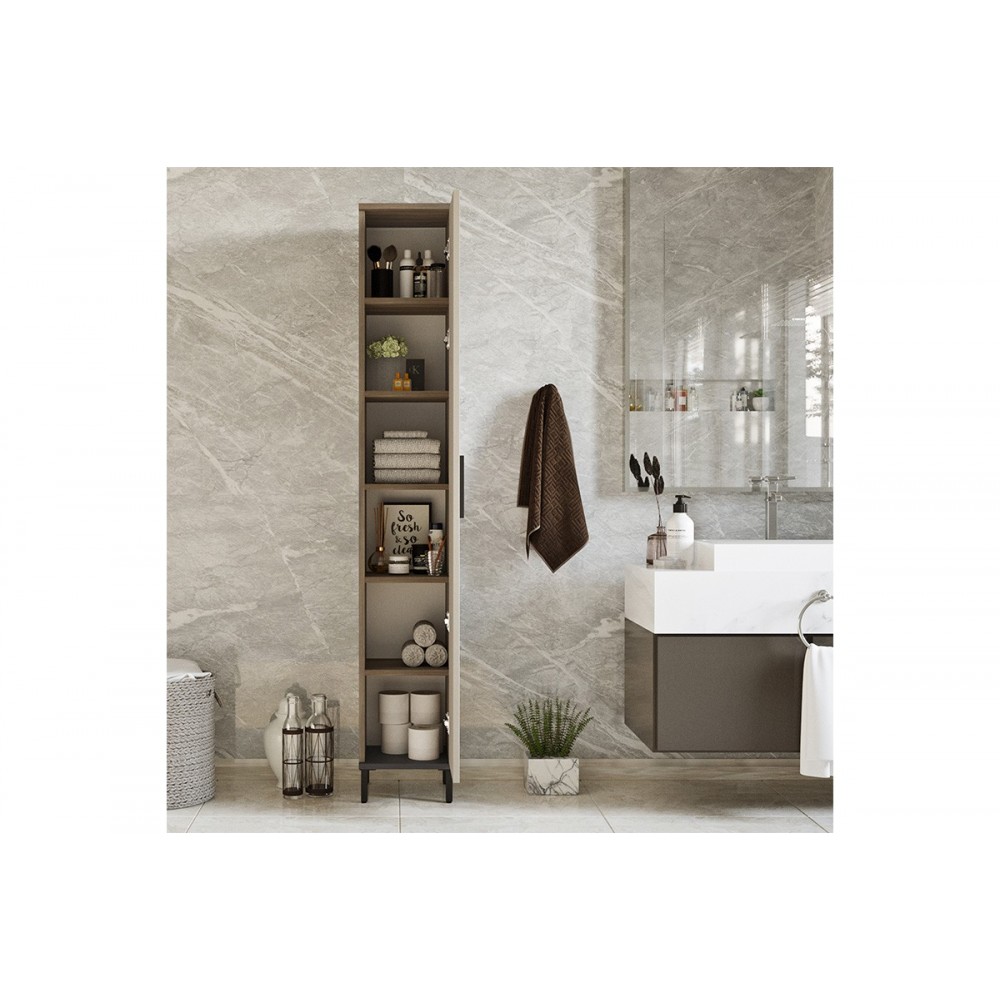 Ντουλάπι- στήλη "AURELIUS" σε ανθρακί/μόκα χρώμα 29.5x29.5x183.6