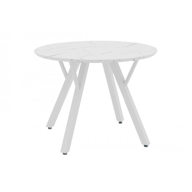 Τραπέζι "ANNIE" από MDF-μέταλλο σε χρώμα λευκό Φ100x76